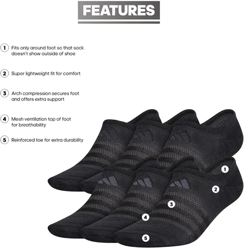 Vista 2 de adidas Calcetines Superlite Super No Show para hombre (6 pares)