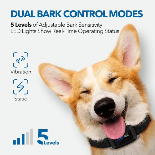 Vista 2 de DOG CARE Collar recargable para ladridos de perro con control inteligente de ladridos, vibración, sonido eficaz, modos de entrenamiento de choque