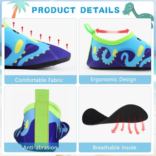 Vista 3 de Zapatos de agua para niños al aire libre, secado rápido, calcetines acuáticos para deportes, playa, natación, surf, ligeros, para niños pequeños
