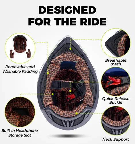 Vista 6 de Orthrus Casco de motocicleta Dual Sport Adventure certificado por DOT para adultos, doble visera y ranura de intercomunicador, ATV UTV Dirt Bike