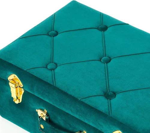 Vista 7 de Vintiquewise Juego de 2 maletas decorativas de terciopelo copetudo, color verde