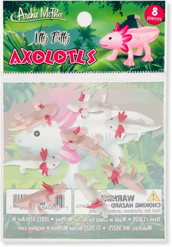 Vista 2 de Accoutrements Archie McPhee Itty Bitty Axolotls 8 Pack