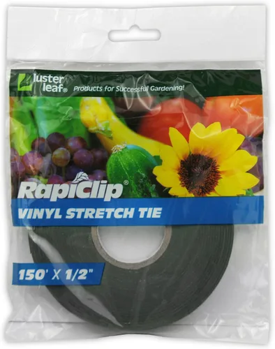 Vista 2 de Luster Leaf Rapiclip Corbata elástica de vinilo extra ancha, rollo de 150 pies, 845, 1 pulgada, verde oscuro