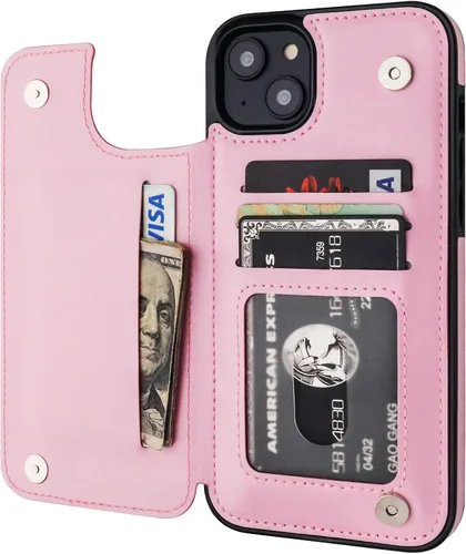 Vista 15 de ONETOP - Funda tipo cartera compatible con iPhone 14 Plus con soporte para tarjetas, funda de piel sintética con soporte y ranuras para tarjetas