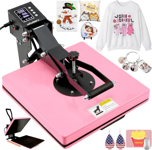 Vista 11 de Whubefy - Máquina de prensa de calor de 15 x 15 con deslizamiento, máquina de prensa de calor digital con concha para impresoras de camisetas