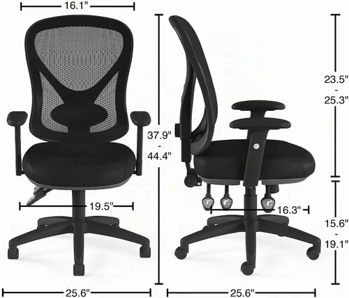 Vista 3 de Staples Silla de trabajo ergonómica de malla, soporte lumbar, color negro