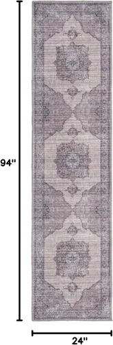 Vista 2 de Unique Loom Mangata Collection - Alfombra de área Mariah (Runner 2' 0" x 7' 10", marfil y gris/negro)
