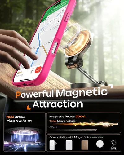 Vista 419 de TOCOL Funda para iPhone 11, compatible con Magsafe, protección completa de cámara, imanes integrados, protección contra caídas, funda translúcida