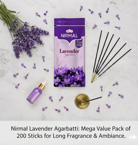 Vista 2 de Shubhkart Nirmal - Varitas de incienso de lavanda – Paquete de 2 inciensos, 200 varillas de fragancia de lavanda de primera calidad Incienso