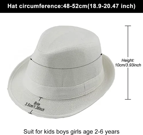 Vista 9 de ECYC Sombreros de jazz para niños, gorras de lino de color sólido para niños