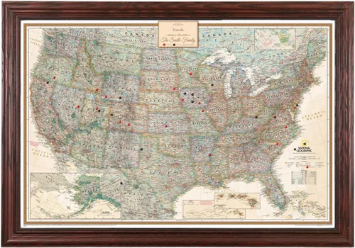 Vista 29 de Póster de lienzo enrollado personalizado con mapa de EE.UU. como arte de pared con chinchetas – Mapa ejecutivo grande de 24" x 36" de EE.UU.