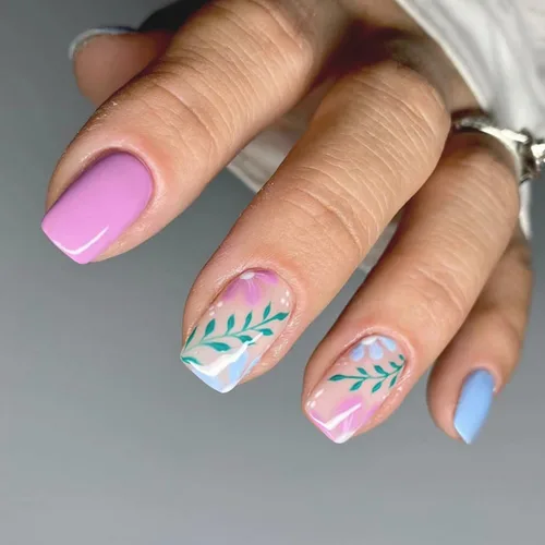 Vista 7 de Aurora - Uñas postizas a presión degradadas, uñas postizas largas de almendra, diseño de sol y luna brillante, uñas artificiales reutilizables