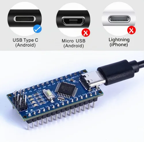 Vista 3 de 1x Nano Módulo CH340 5V/16M USB-C Micro-controlador Junta para Arduino Nano V3.0