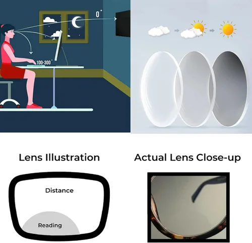 Vista 2 de Gafas de lectura bifocales fotocrómicas de transición para hombres y mujeres deportes al aire libre Presbicia gafas de sol lector