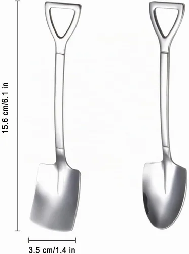Vista 3 de 10 cucharas de pala de acero inoxidable, cucharas de postre reutilizables para café, té, helado, fruta y azúcar pastel