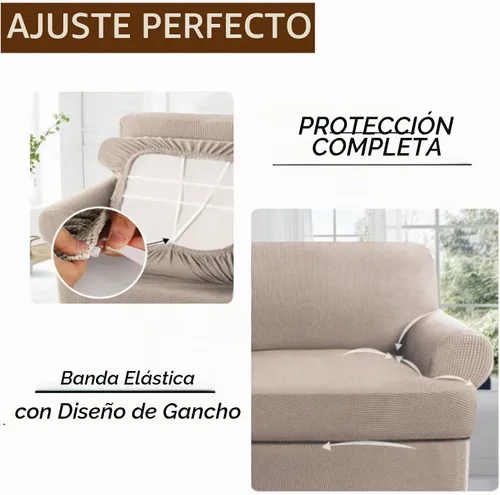 Vista 3 de Funda de sofá con cojín en T de alta calidad, juego de 4 piezas para sofás con cojines en T (se adapta a 72-90 pulgadas), protector de muebles suave