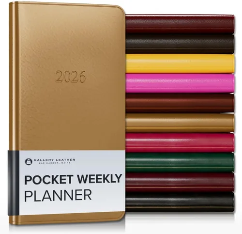 Vista 35 de Gallery Leather Planificador Semanal y Mensual Grande 2025-2026, Calendario Planificador y Cuaderno Elegantemente Encuadernado con Elegantes Bordes