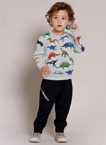 Vista 2 de Popshion - Sudaderas de dinosaurios para niños, pulóveres deportivos de caricaturas de manga larga, tallas 1-7T