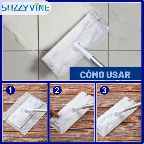 Vista 3 de Paños de barrido en seco, toallitas desechables para limpieza de suelos compatibles con Swiffer Sweeper, sin perfume, 7.87 x 11.81 pulgadas, total