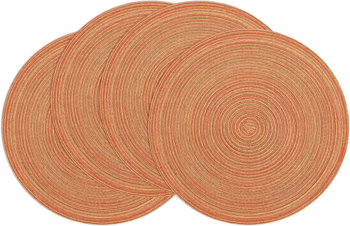 Vista 70 de SHACOS Juego de 4 manteles individuales redondos lavables de 15 pulgadas, de algodón, poliéster, trenzados, para mesa de comedor, boda, decoración