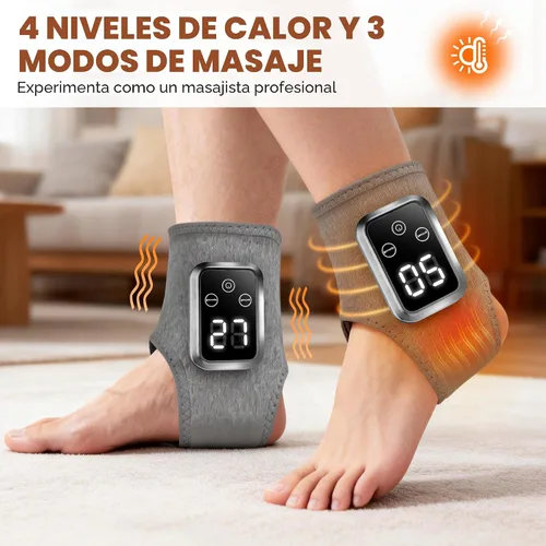 Vista 3 de YAZHI Masajeador de pies 2 en 1 con envoltura de calentamiento – Relájate y renueva masajeador de pies y tobillos con 3 modos y 4 niveles de calor