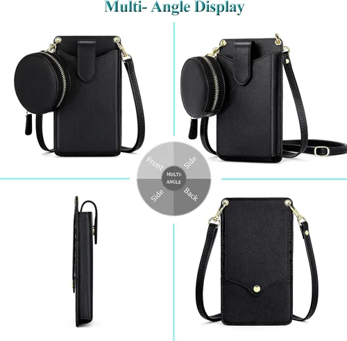 Vista 2 de Peacocktion - Bolso pequeño para teléfono celular, para mujeres, minibolso de hombro ligero para cruzarse por el cuello, con ranuras para tarjetas