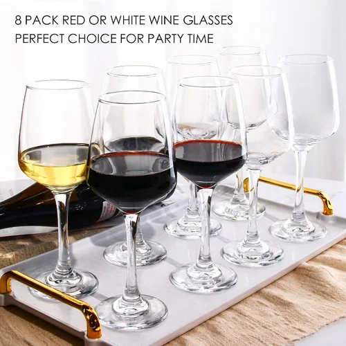 Vista 6 de YANGNAY Juego de copas de vino de 14 piezas (8 x 12 onzas blancas, 6 x 20 onzas rojas) – Vidrio transparente, apto para lavavajillas, perfecto