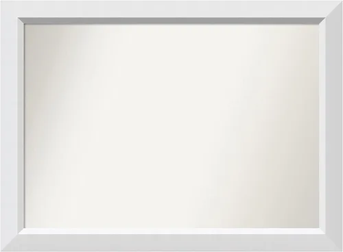 Vista 76 de Amanti Art Espejo de baño blanco para sobre el fregadero, 24 x 26 pulgadas, espejo rectangular blanco y blanco, marco de madera contemporáneo