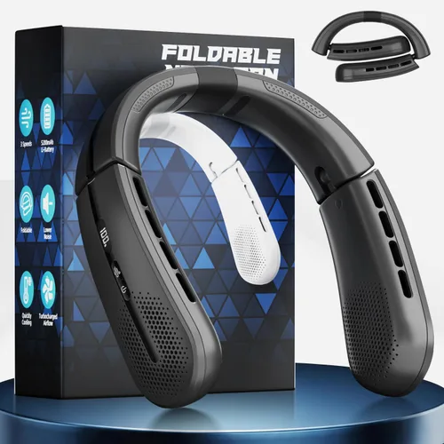Vista 9 de ChillGo Ventilador de cuello portátil – Flujo de aire turbo ampliado de 8400 RPM – Ventilador personal recargable de enfriamiento portátil de 5200