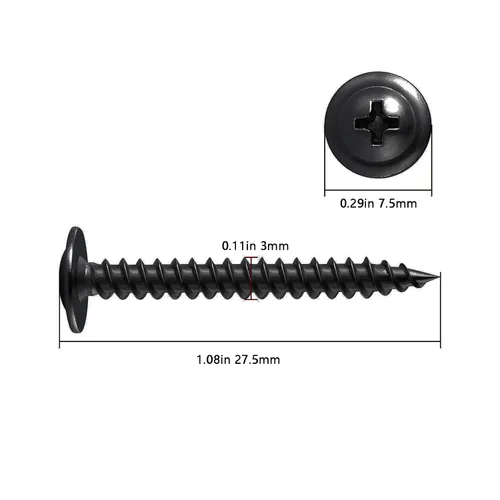 Vista 2 de Tornillos WenSilon #4×1" de cabeza de armadura Phillips para madera con galvanizado negro, autorroscantes para metal rápido.