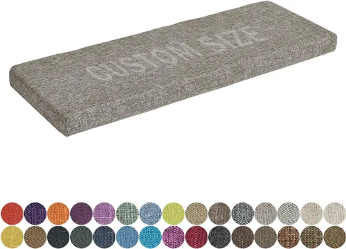 Vista 34 de Cojín de banco de tamaño personalizado, 30 colores, cojín de asiento de ventana panorámica, espuma gruesa de tapicería de 1.18 pulgadas, 1.97