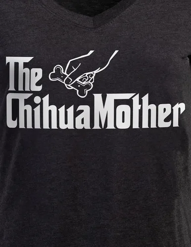Vista 3 de The Dogmother Divertida camiseta con cuello en V para mujer, con cuello en V