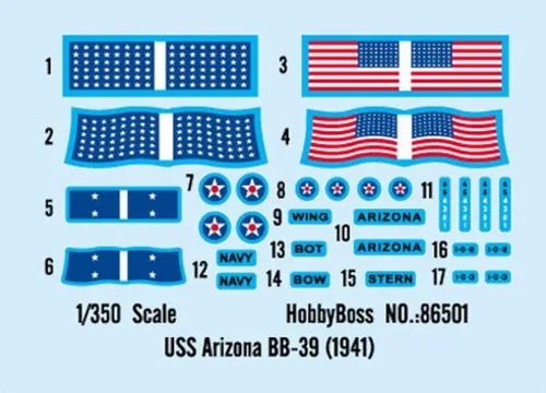 Vista 3 de Hobby Boss HY86501 USS Arizona BB-39 Kit de construcción de modelo de barco