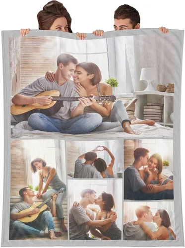 Vista 10 de Youltar - Manta personalizada con texto y collage de fotos, regalo de recuerdo de cumpleaños para papá, mamá, niños, perros, amigos o pareja