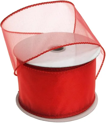 Vista 40 de Homeford Cinta de gasa transparente con borde con alambre, 25 yardas (1-1/2 pulgadas, belleza)