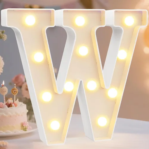 Vista 55 de Pooqla Letras con luces LED de marquesina, letras decorativas iluminadas en blanco cálido y blanco frío, letras del alfabeto iluminadas para niños