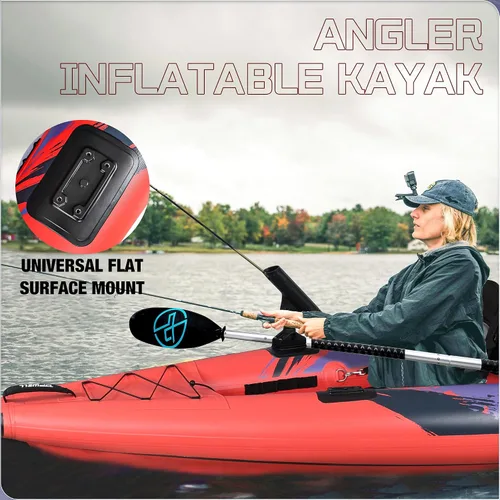 Vista 6 de UPWELL Kayak inflable de 11 pies/14 pies 6 pulgadas con piso de punto de caída y accesorios, incluyendo asiento de kayak con cojín grueso, paleta