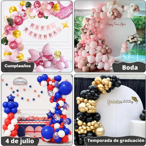 Vista 6 de Kit de arco de globos AerWo 2.85 m y 1.83 m, soporte de arco de globos medio flexible con base, marco de globos para piso, telón de fondo para boda