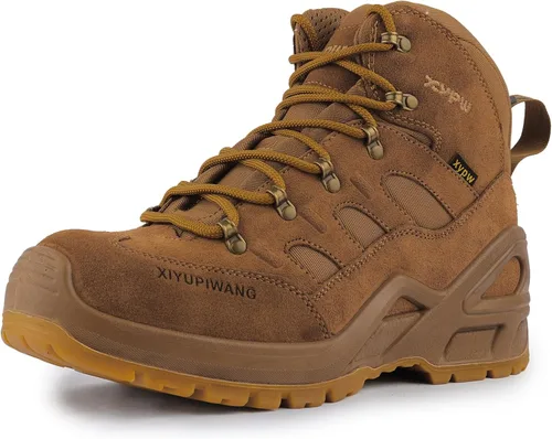 Vista 9 de Botas tácticas militares para hombre, transpirables, cómodas, duraderas, antideslizantes, para combate, seguridad Gris