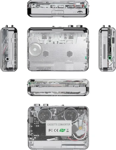 Vista 8 de Docooler Reproductor de cassette, Reproductor de cassette estéreo automático y transparente, grabadora convertidor de cinta a MP3 a través