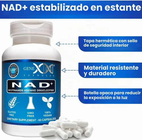 Vista 4 de Genex Formulas NAD+250mg Suplemento de dosis NAD real no un precursor 60