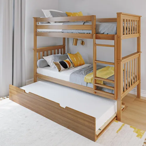 Vista 31 de Max & Lily - Litera, marco de cama individual sobre cama matrimonial para niños, color azul. Climb with Confidence, Sturdiness Redefined