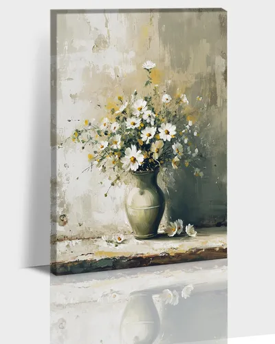 Vista 35 de Hzddty Lienzo de flores rojas de amapola para pared, pintura floral abstracta para paredes, imágenes de flores con estampado floral, decoración