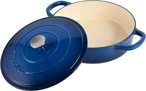 Vista 4 de Crock-Pot Crock Pot Artisan - Estofador de hierro fundido esmaltado con tapa, 5 cuartos de galón, color azul zafiro Sapphire Blue