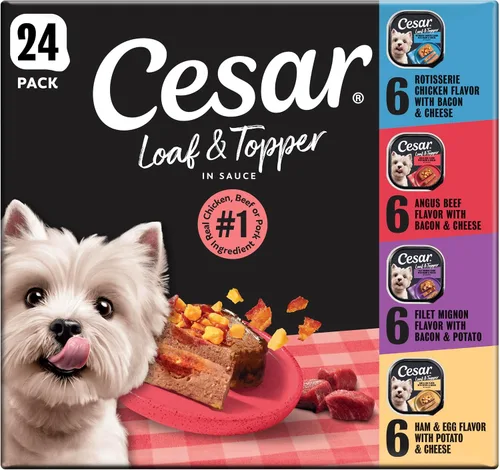 Vista 12 de Cesar Loaf & Topper - Alimento húmedo para perros, fiesta de tocino, 3.5 onzas, 12 unidades, paquete de 2