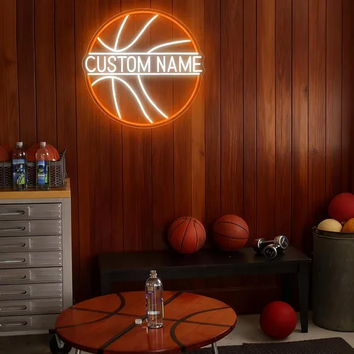 Vista 2 de Letrero de neón de fútbol personalizado, luz de neón de fútbol, luz LED personalizable para deportes para regalos de jugadores de baloncesto