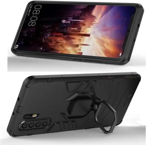 Vista 3 de Funda de teléfono para Huawei P30 Pro con protector de pantalla de vidrio templado y soporte magnético para anillo soporte soporte delgado