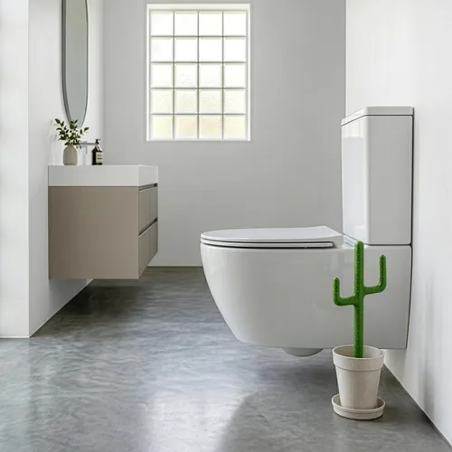 Vista 6 de Vigar Juego de cepillo y soporte de inodoro de cactus - Cepillo de inodoro con mango de cactus, cepillo decorativo de limpieza de baño con platillo