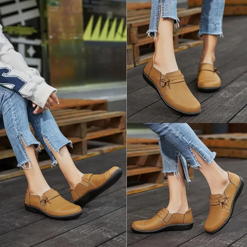 Vista 6 de LAZYPOP Mocasines de cuero clásicos y cómodos para mujer, bonitos zapatos de vestir informales, ligeros, para caminar, zapatos planos