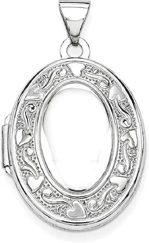 Vista 9 de ICE CARATS Collar con medallón de foto personalizado ovalado de oro blanco de 14 quilates, joyería fina para mujer, regalos para ella